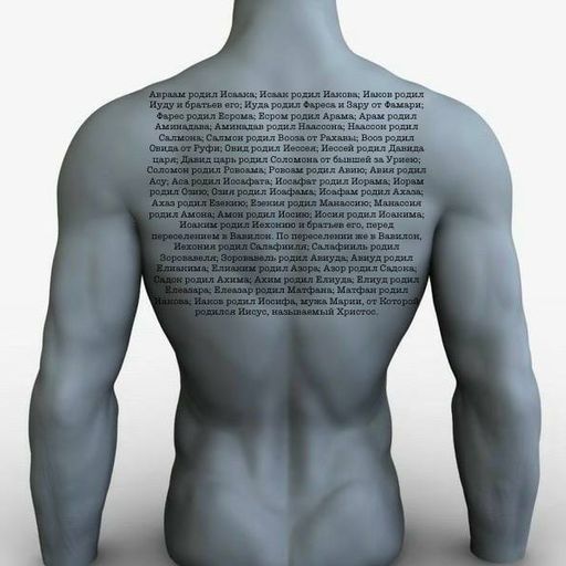 Эскиз на 3D модели: библейская родословная мелким шрифтом
