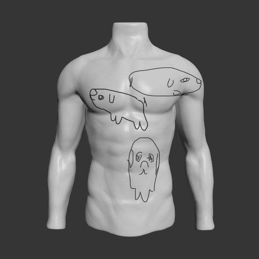 Эскиз на 3D модели: минималистичные собаки и призрак